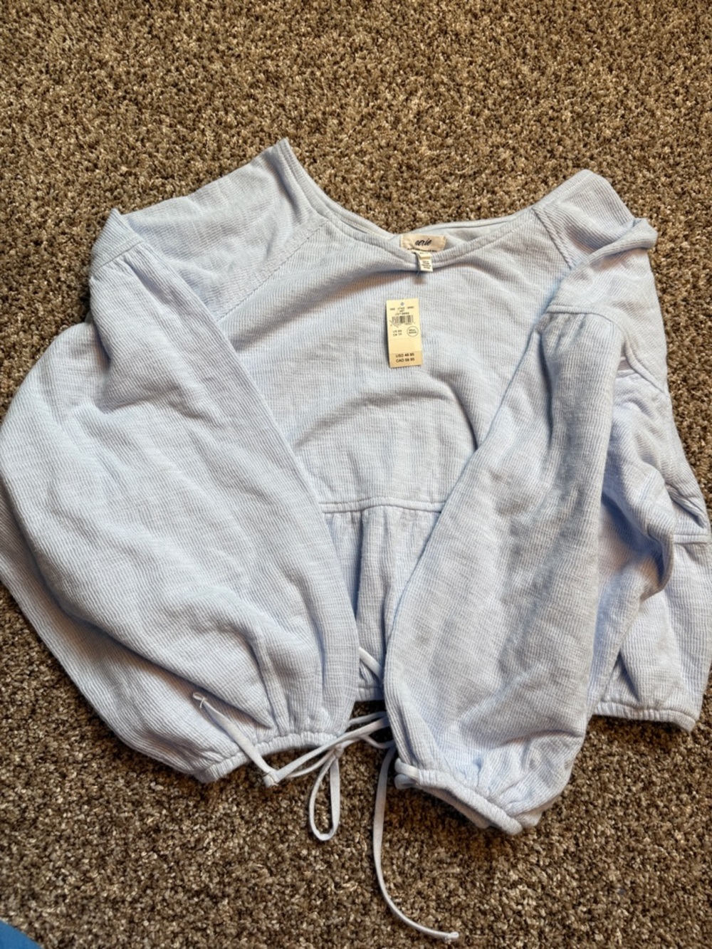 aerie Light Blue Balloon Sleeve Sweatshirt